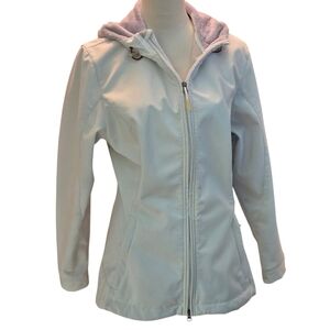 Natural Reflections Jacket Ivory Full Zip Fur-lined Drawstring Hood Women Medium